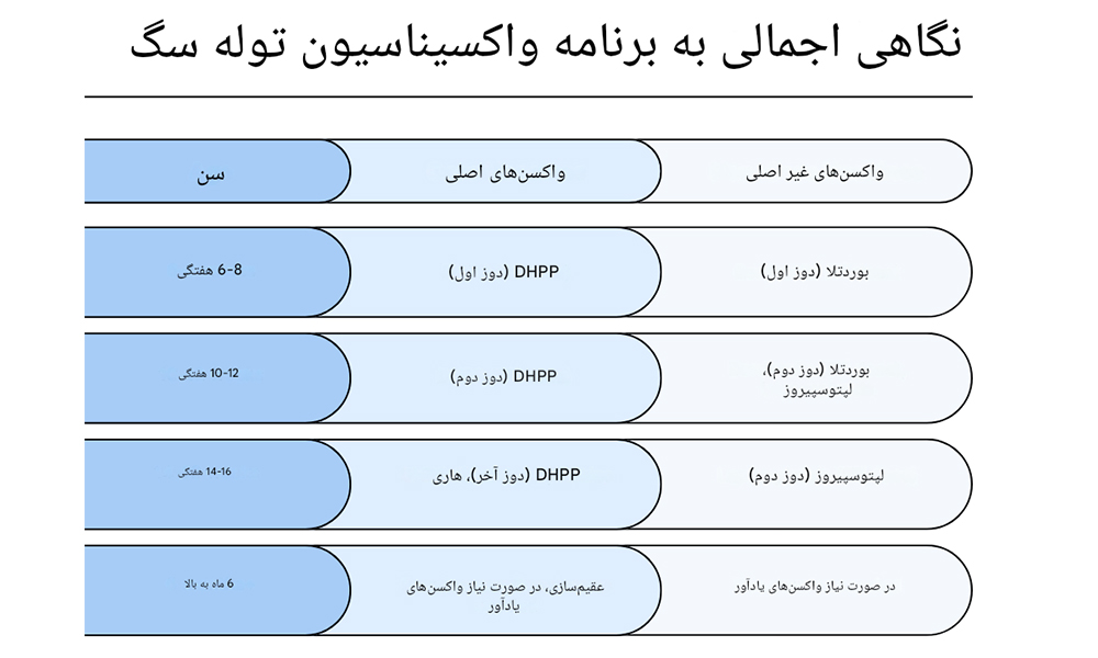زمانبندی واکسنهای سگ و تولهسگ