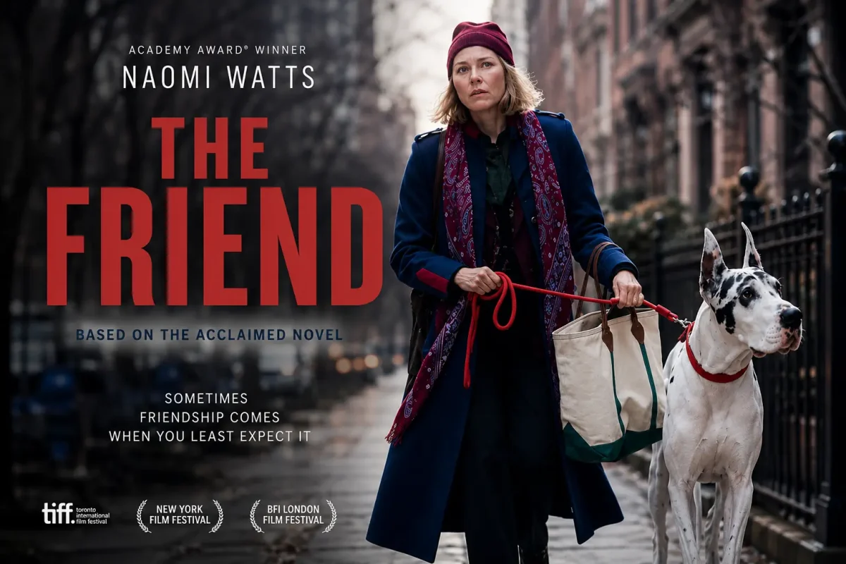 پوستر فیلم The Friend 2024 با حضور نائومی واتس و سگ گریت دین در خیابانهای نیویورک