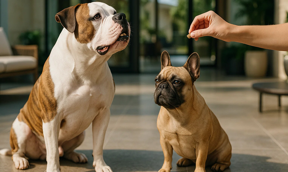 مقایسه بولداگ آمریکایی و فرانسوی تفاوت بولداگ آمریکایی و فرانسوی اندازه و وزن بولداگ فرنچ بولداگ آمریکن بولداگ