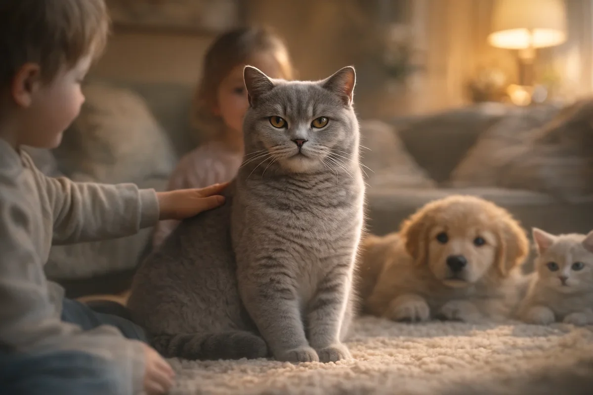 اخلاق گربه بریتیش با کودکان و سگ