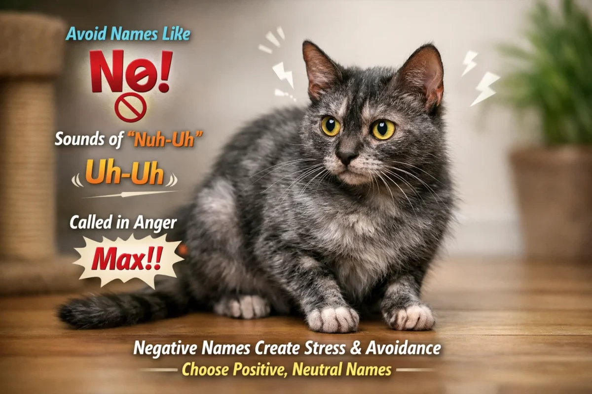 انتخاب اسم‌های دستوری یا صدای منفی برای گربه