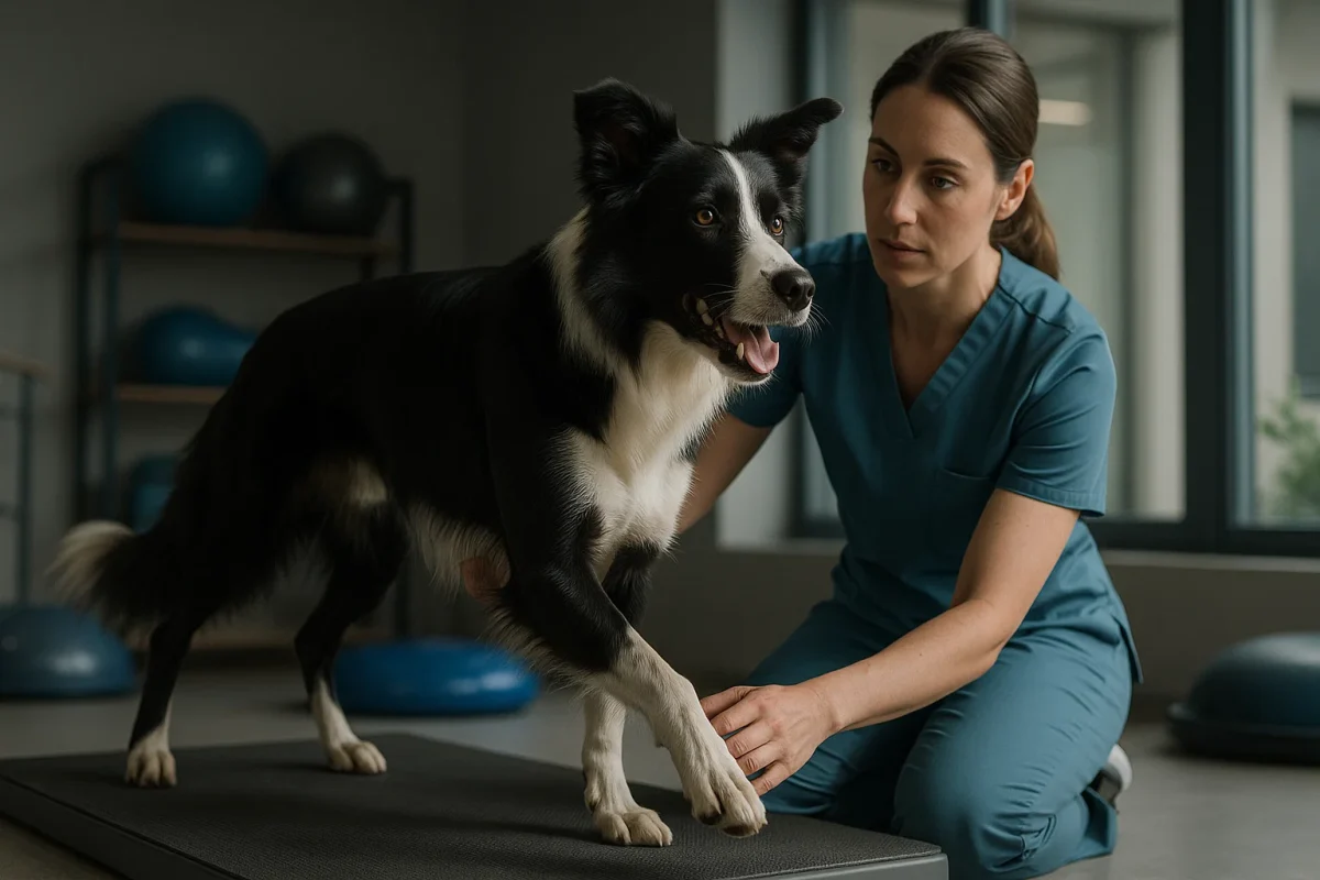 سگ بردر کولی در حال انجام فیزیوتراپی ورزشی