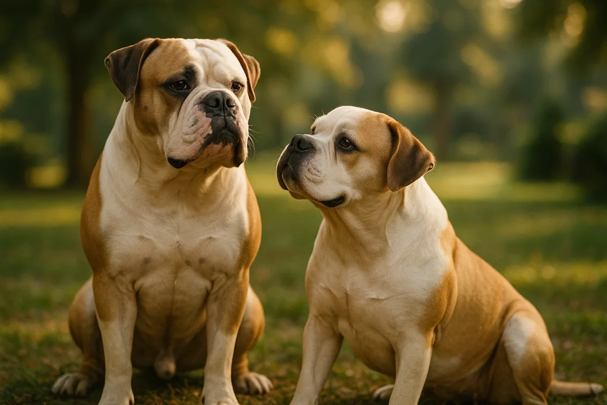 بولداگ آمریکایی نر در کنار ماده