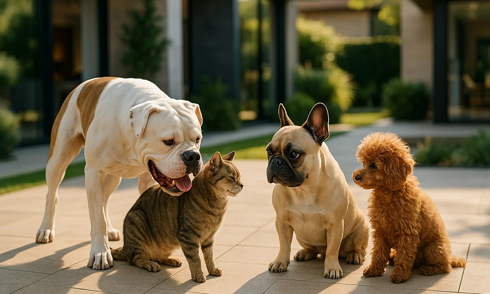 رابطه سگ با حیوانات سگ اجتماعی رابطه سگ با گربه سگ و گربه مقایسه بولداگ آمریکایی و فرانسوی تفاوت بولداگ آمریکایی و فرانسوی اندازه و وزن بولداگ فرنچ بولداگ آمریکن بولداگ