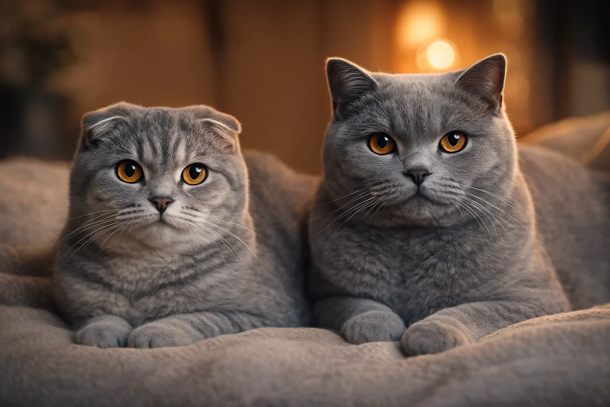 تفاوت گربه اسکاتیش و بریتیش از نظر گوش‌ها و شکل صورت