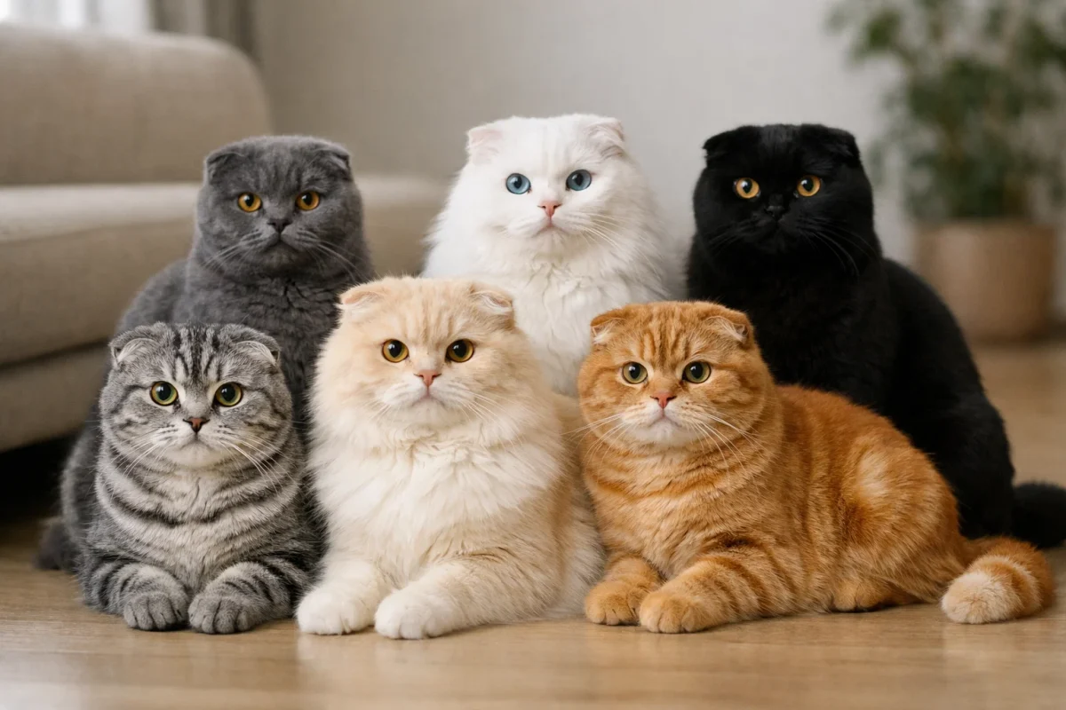 رنگ‌بندی و نوع پوشش مو گربه اسکاتیش