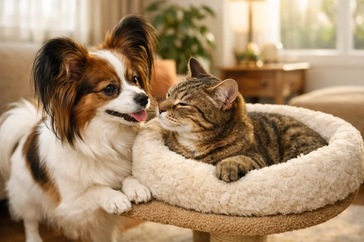 سلامت و نگهداری پاپیلون، سگ سازگار با گربه