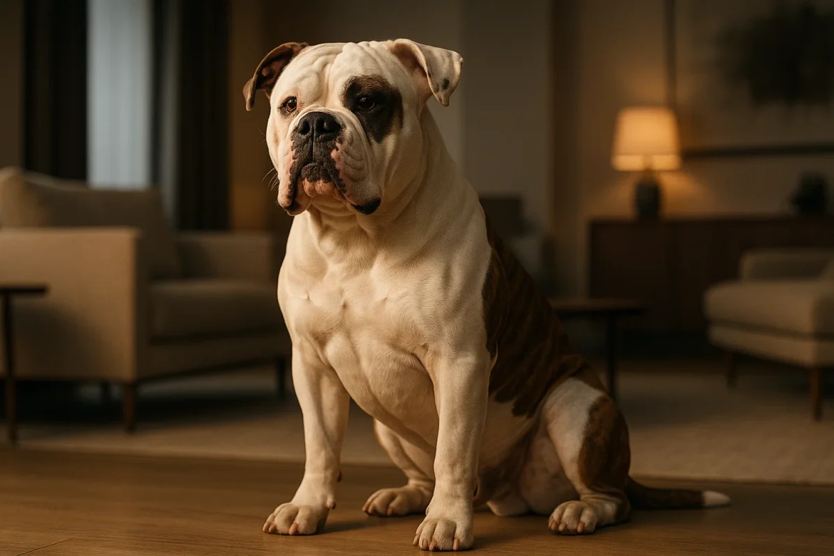 سگ بولداگ آمریکایی در خانه