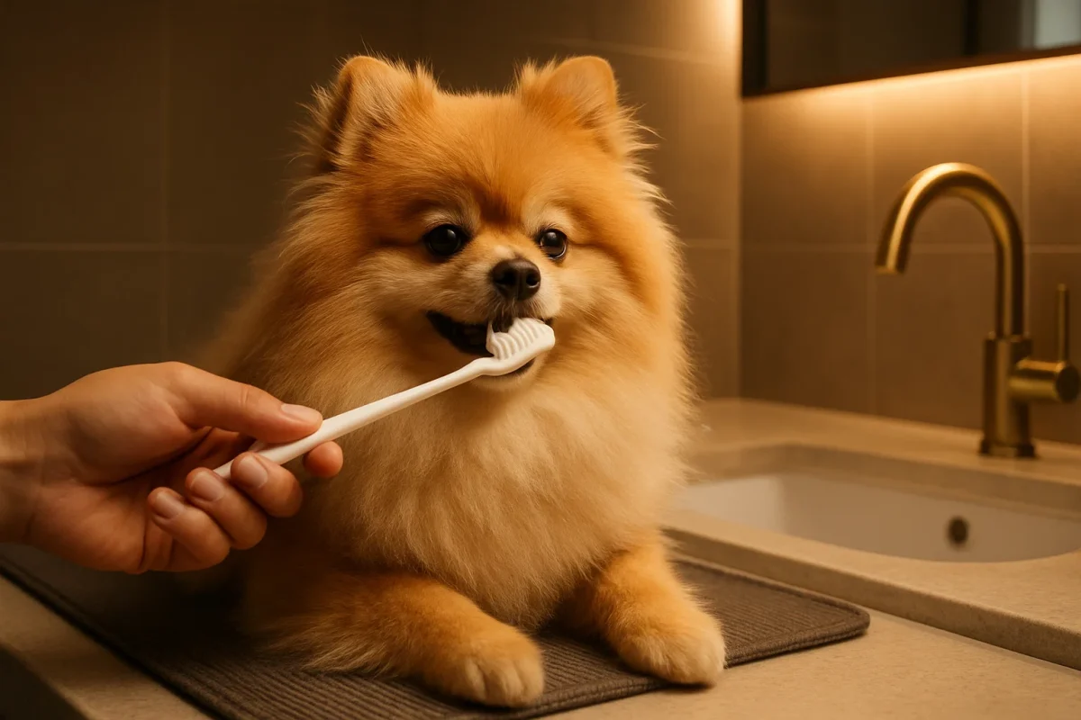 مسواک زدن سگ پامر