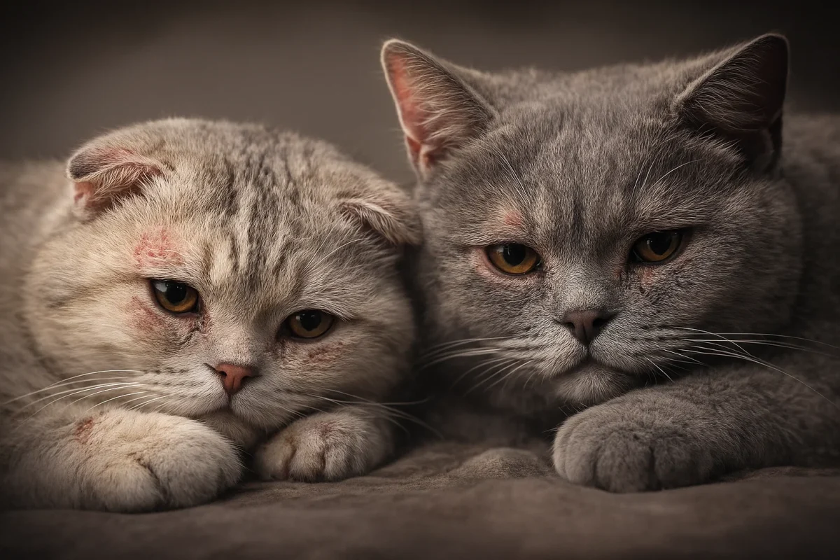 مشکلات پوستی در هر دو نژاد گربه اسکاتیش و بریتیش