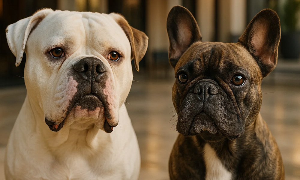 مقایسه بولداگ آمریکایی و فرانسوی تفاوت بولداگ آمریکایی و فرانسوی اندازه و وزن بولداگ فرنچ بولداگ آمریکن بولداگ