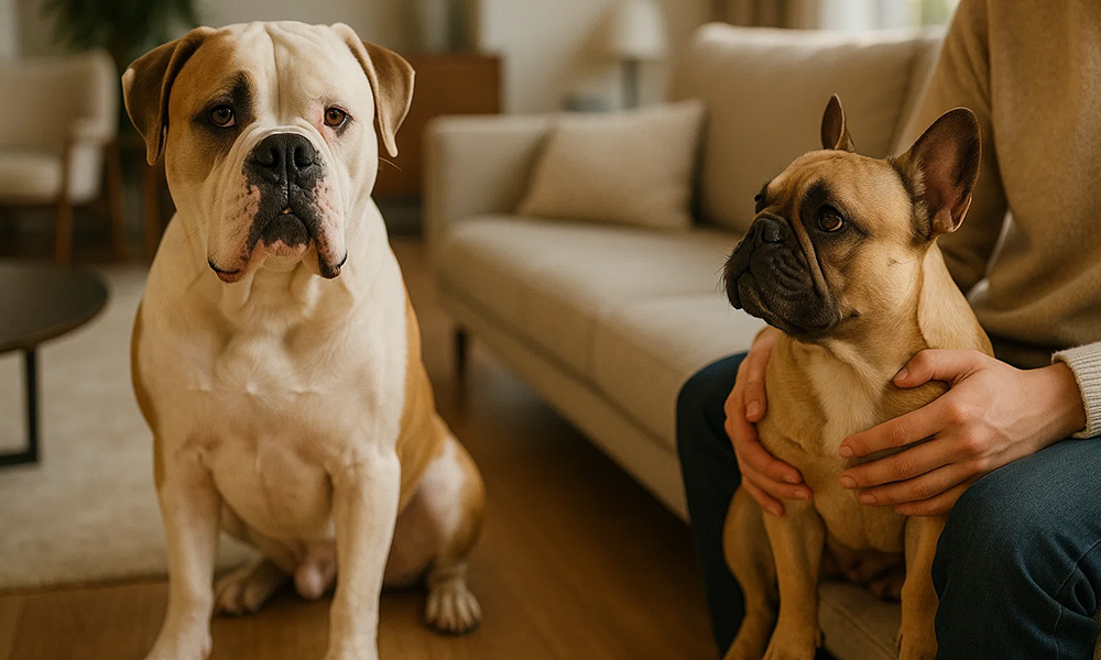 بهترین سگ خانواده مقایسه بولداگ آمریکایی و فرانسوی تفاوت بولداگ آمریکایی و فرانسوی اندازه و وزن بولداگ فرنچ بولداگ آمریکن بولداگ