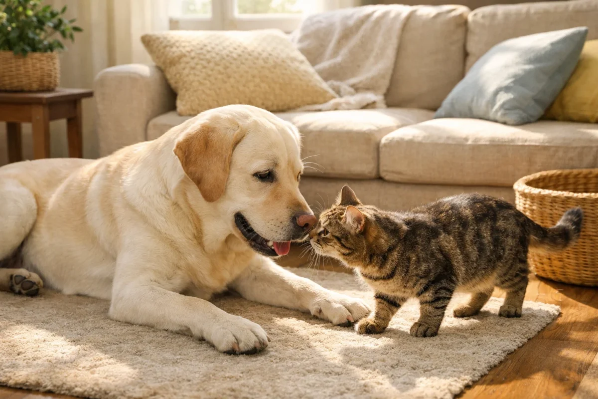 نکات تربیتی لابرادور برای سازگاری با گربه