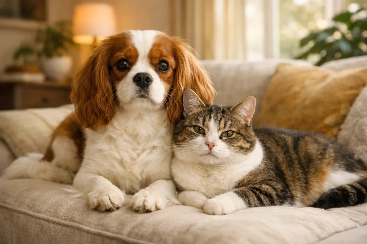 کاوالیر کینگ چارلز اسپانیل سگ سازگار با گربه
