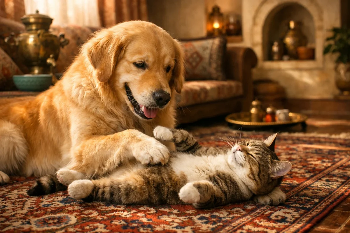 گلدن رتریور سگ سازگار با گربه