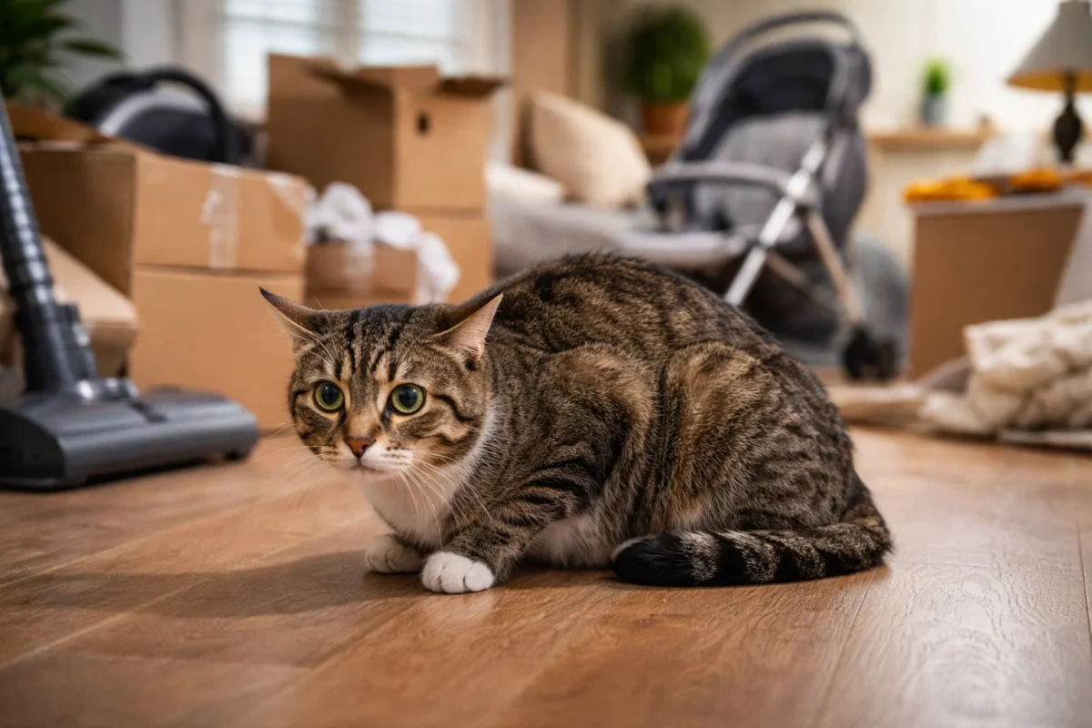 استرس محیطی و تغییرات ناگهانی برای گربه