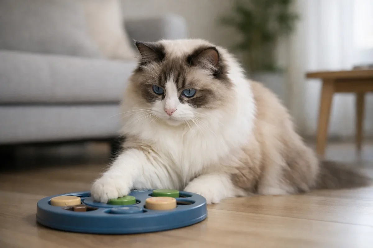 بازی آرام گربه رگدال در محیط آپارتمانی