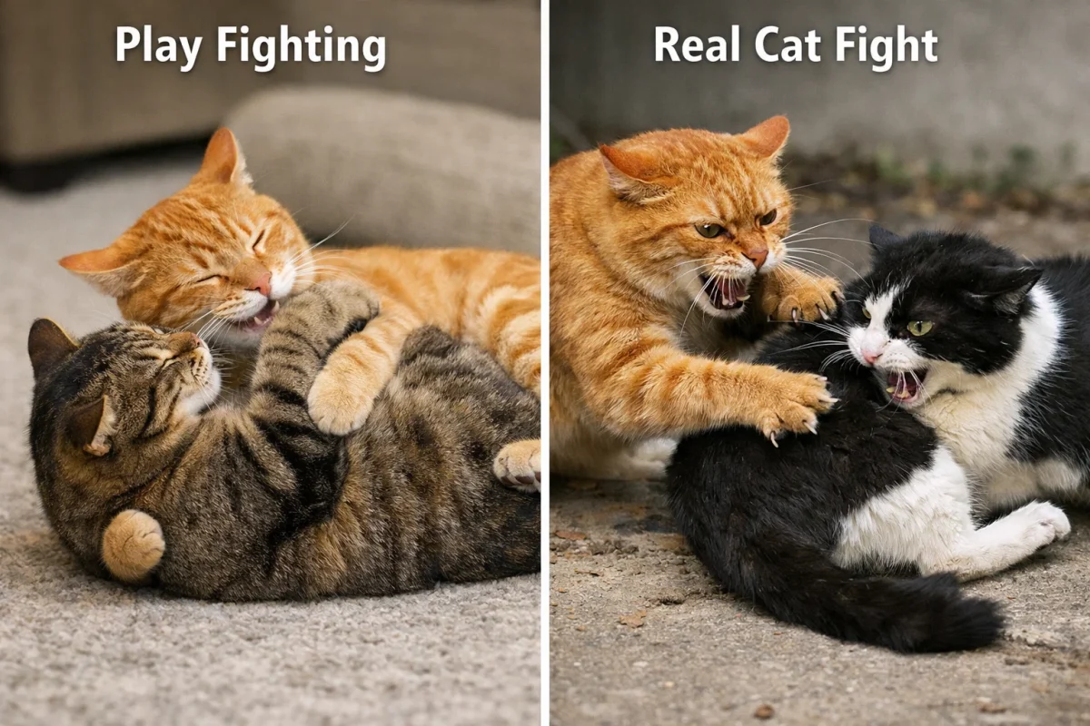تفاوت دعوای بازیگوشانه با دعوای واقعی گربه