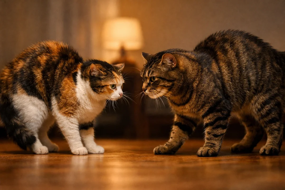 تنش‌های هورمونی یکی از شایع‌ترین دلایل دعوای گربه نر و ماده است.