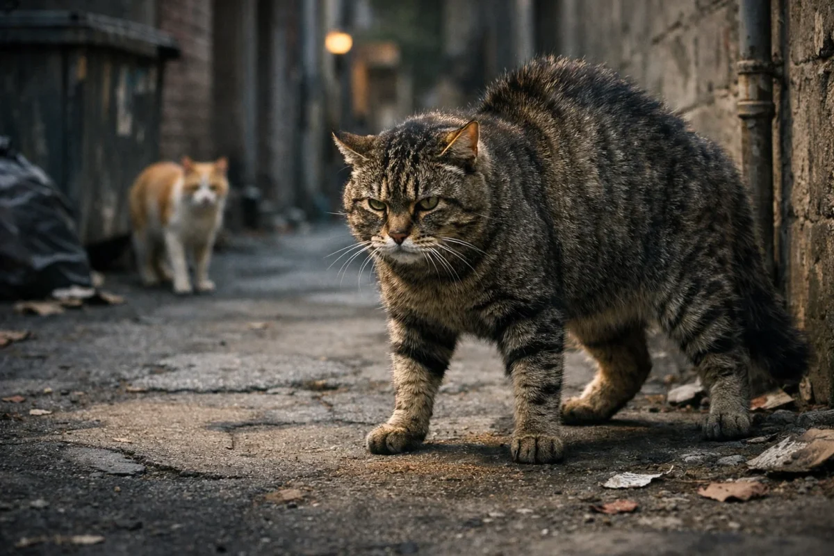 دفاع گربه از قلمرو در خیابان