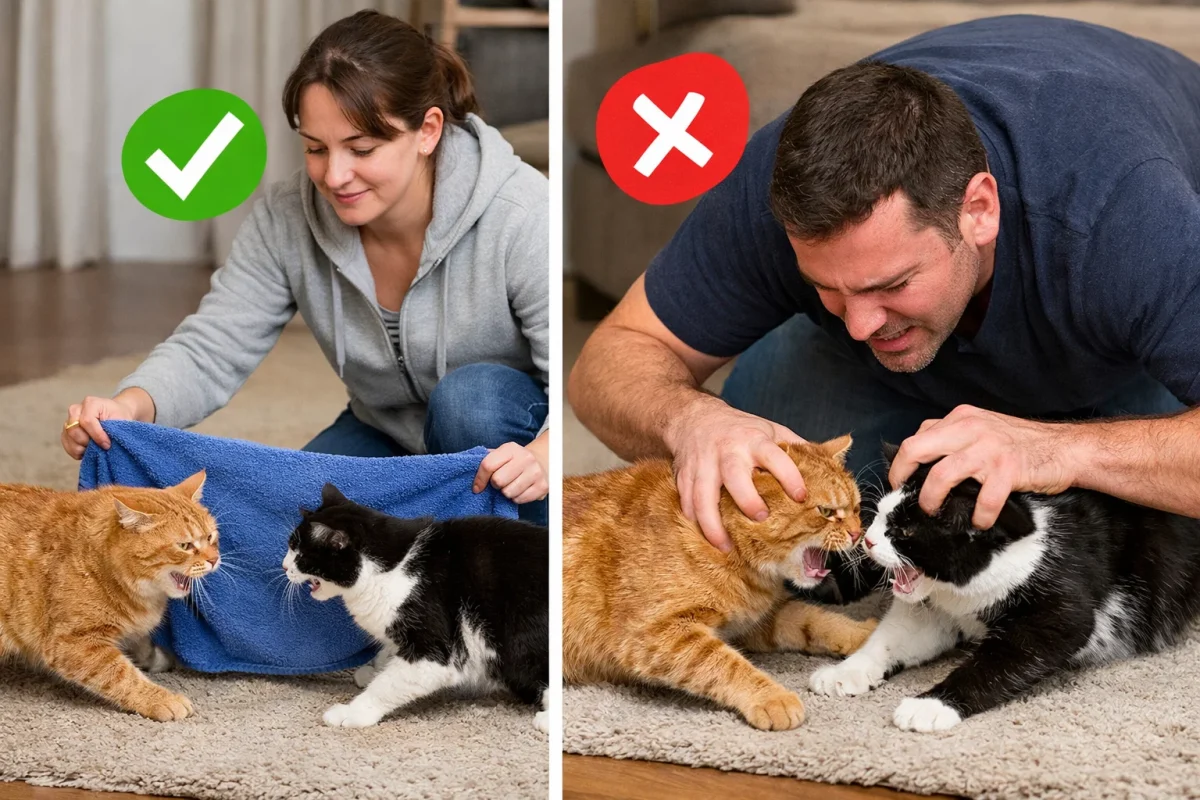 هنگام دعوا گربه ها چه کار کنیم و چه کار نکنیم؟