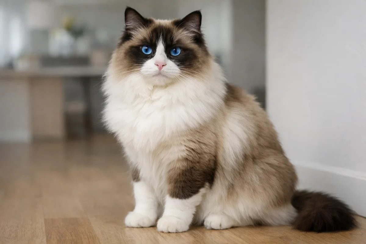 گربه رگدال؛ نژاد گربه خانگی بزرگ‌جثه با چشم‌های آبی و رفتار آرام