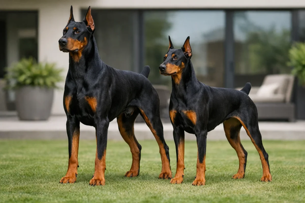 مقایسه قد و جثه سگ دوبرمن نر و ماده – تفاوت اندازه در نژاد Doberman