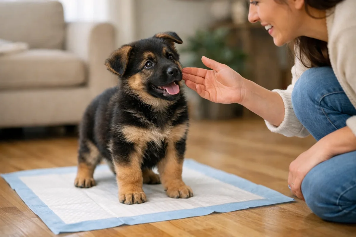 آموزش دستشویی توله ژرمن شپرد در محل مشخص