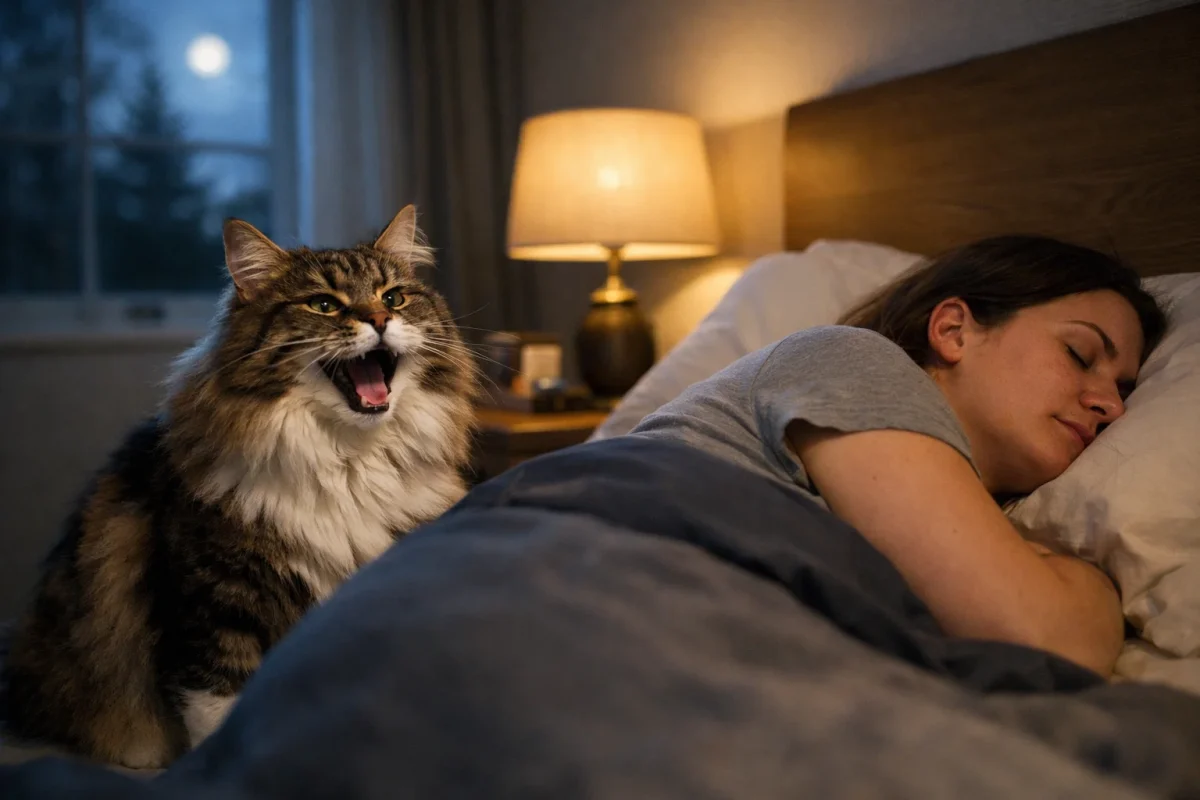 بی‌توجهی کنترل‌شده به میو میوی شبانه، به گربه یاد می‌دهد این رفتار دیگر نتیجه‌ای ندارد.