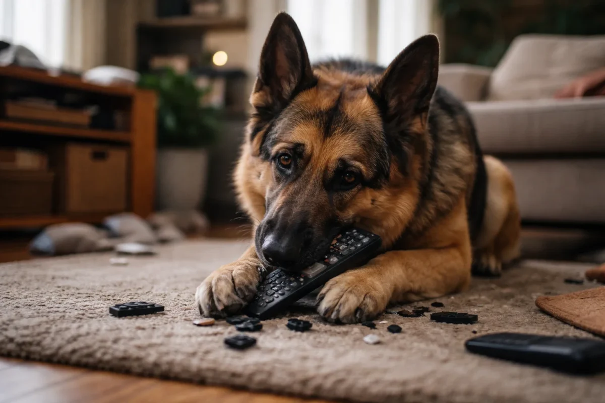 بی‌حوصلگی و تخریب وسایل توسط سگ ژرمن شپرد در خانه