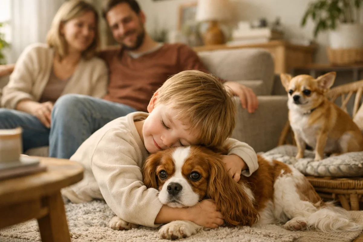 سگ مناسب کودک در آپارتمان؛ کاوالیر صبور در کنار کودک در خانه