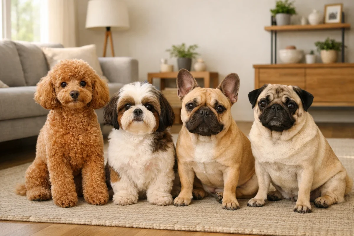 نژادهای مناسب آپارتمان شامل پودل شیتزو بولداگ فرانسوی و پاگ