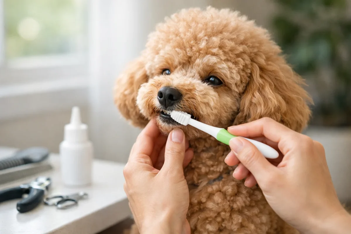 بهداشت دندان و گوش سگ پودل در خانه