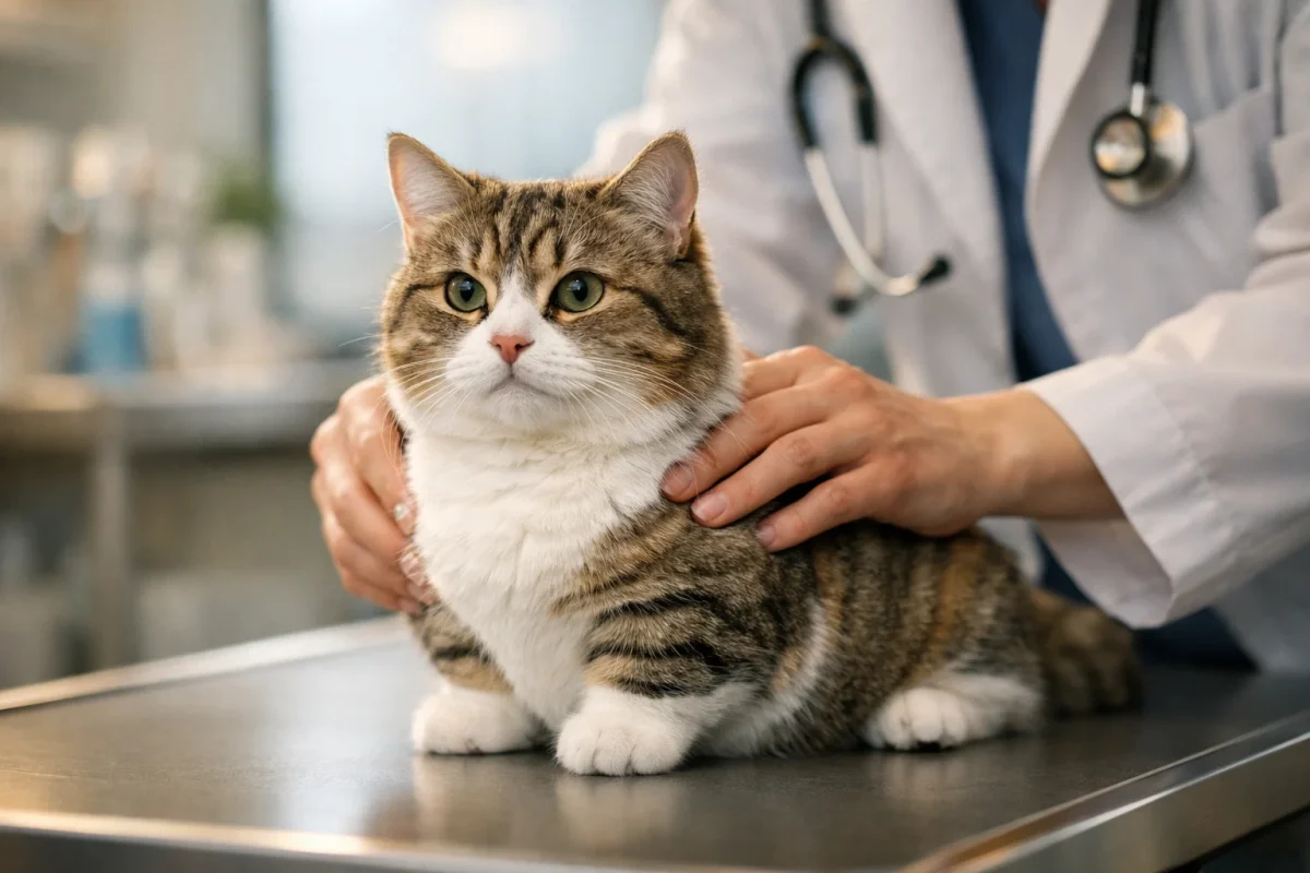 بررسی سلامت گربه مانچکین در معاینه دامپزشکی و مراقبت از مفاصل