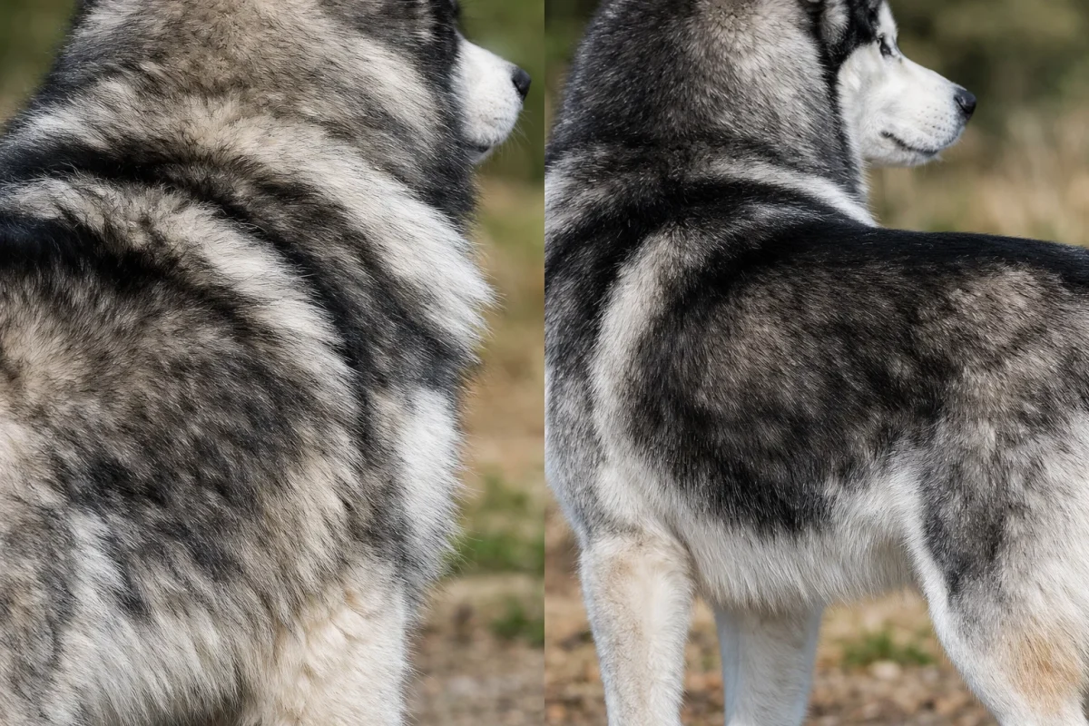 تفاوت پوشش ضخیم مالاموت با موی سبکتر هاسکی