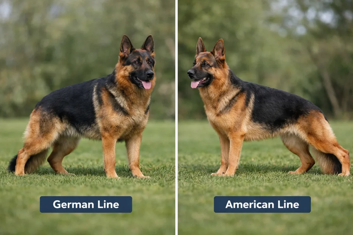 مقایسه ظاهری ژرمن شپرد آلمانی و آمریکایی کنار هم