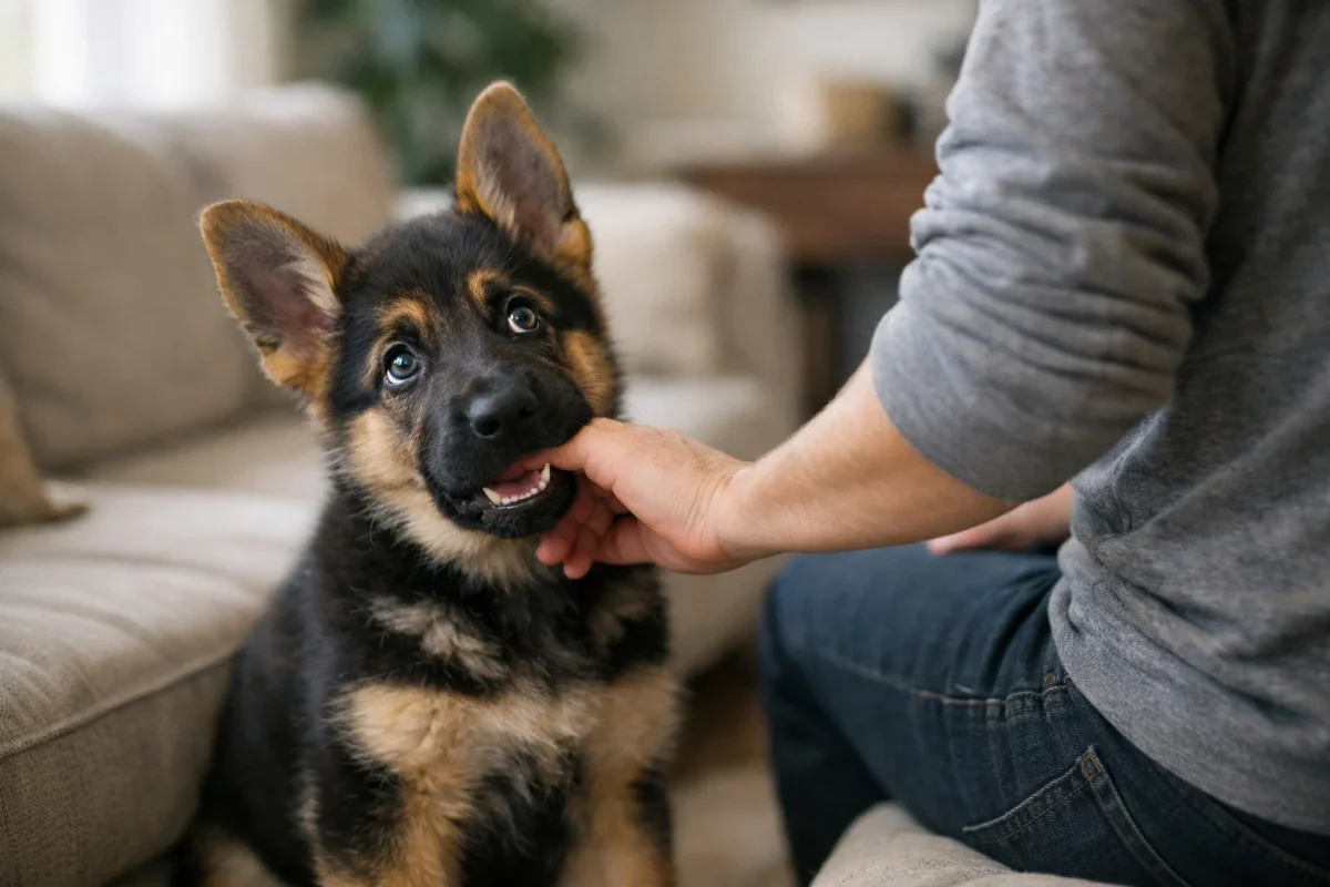 آموزش جلوگیری از گاز گرفتن توله ژرمن شپرد هنگام بازی