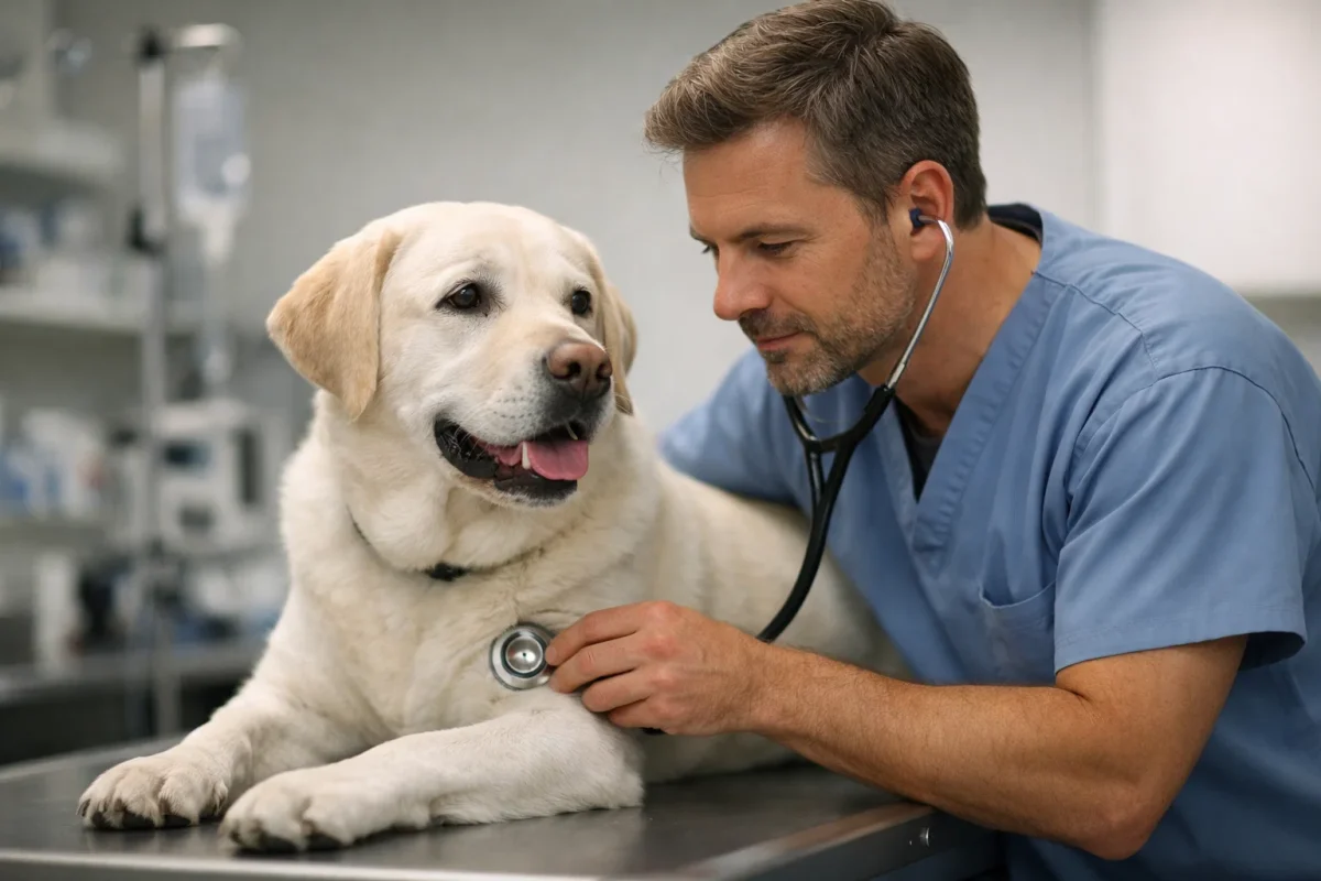 معاینه دامپزشکی برای بررسی علت سکسکه سگ