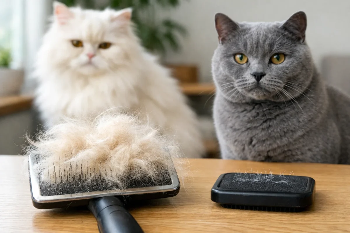 ریزش موی گربه پرشین بیشتر است یا بریتیش