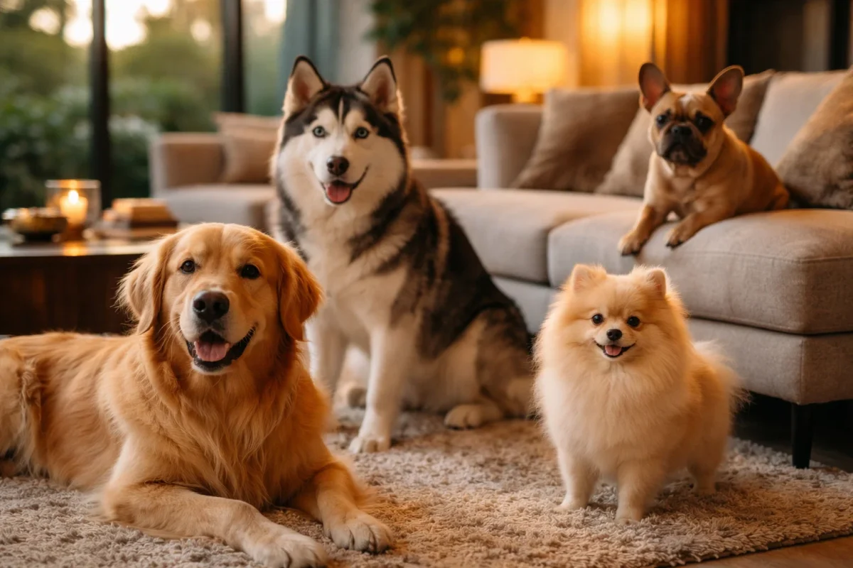 نژادهای مختلف سگ در خانه