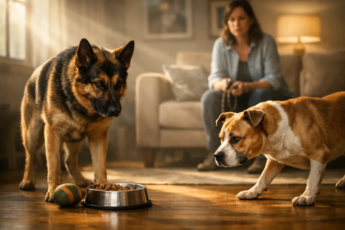 علت دعوای سگ؛ رقابت بر سر غذا و اسباب‌بازی و نشانه‌های درگیری سگ‌ها در خانه