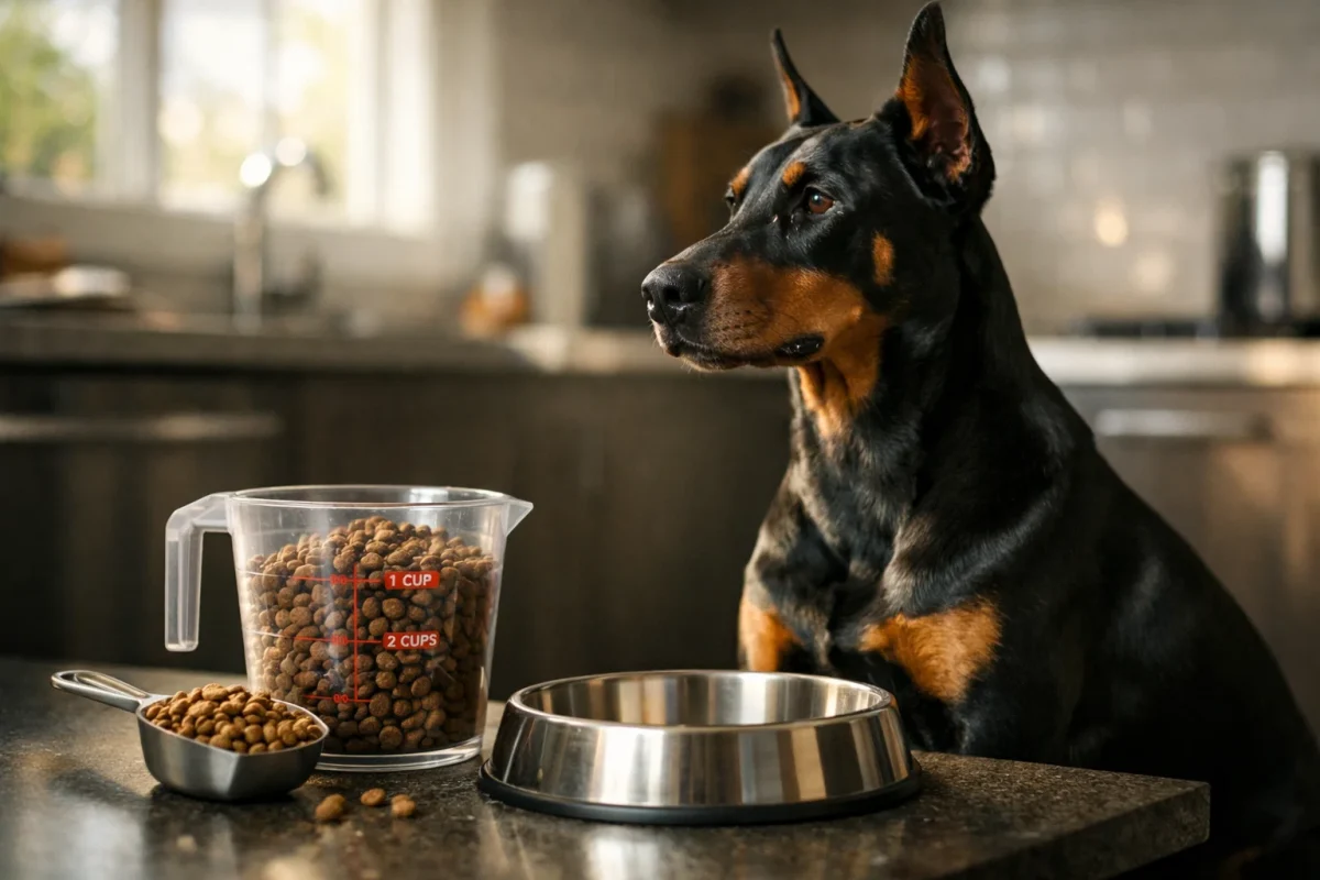 مقدار غذای روزانه سگ دوبرمن بر اساس سن و وزن با پیمانه اندازهگیری