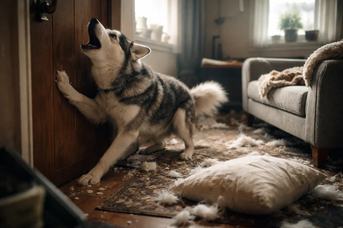 زوزه کشیدن سگ هاسکی در آپارتمان کوچک