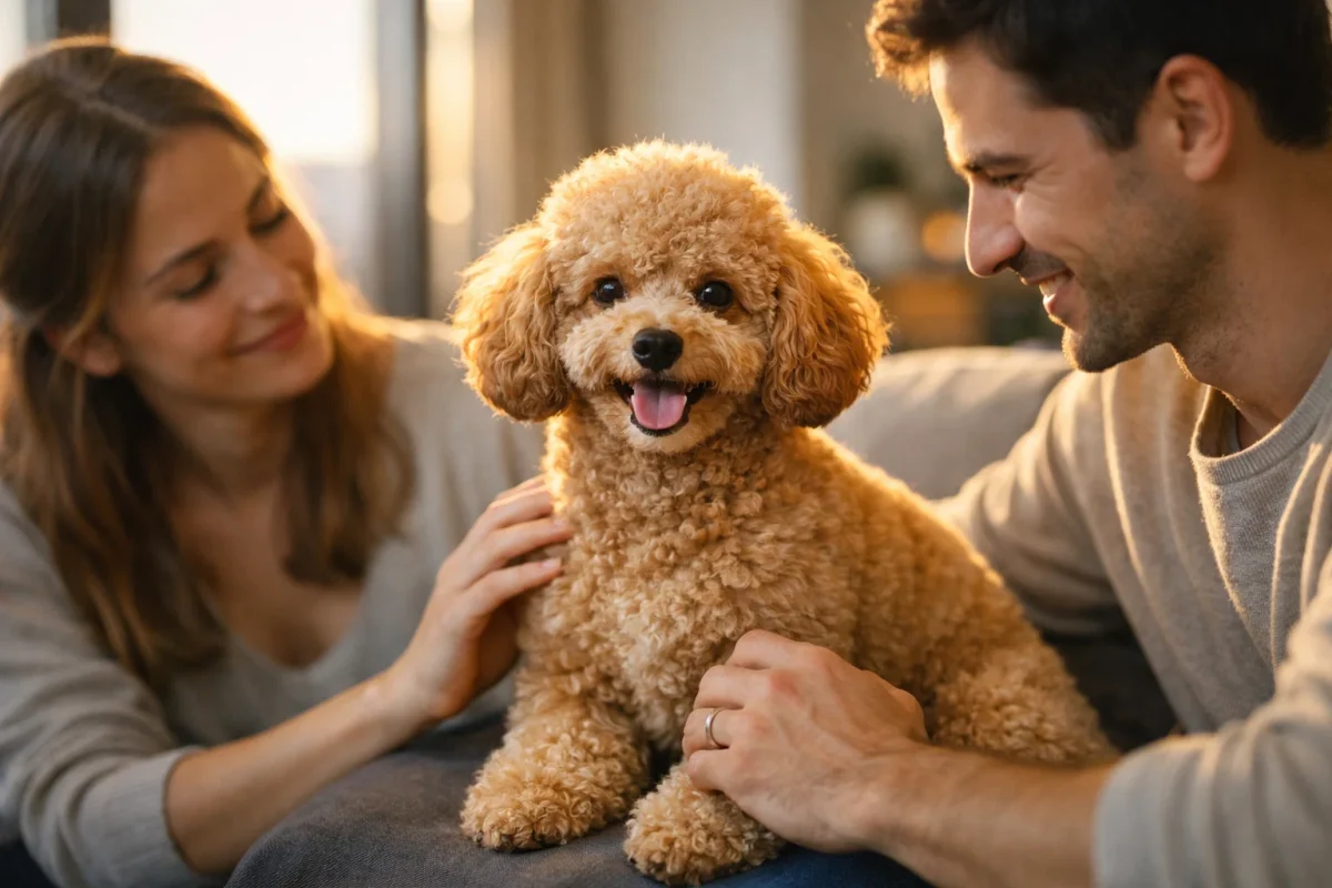 سگ پودل در کنار خانواده در آپارتمان