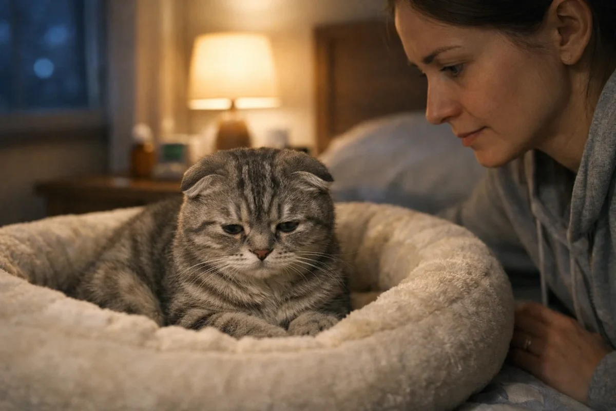 خواب تکه‌تکه باعث می‌شود گربه با وجود خواب زیاد، شب‌ها بیدار باشد.