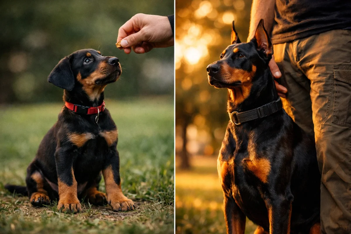 مدت زمان آموزش کامل سگ دوبرمن از تولگی تا تثبیت رفتار در بزرگسالی
