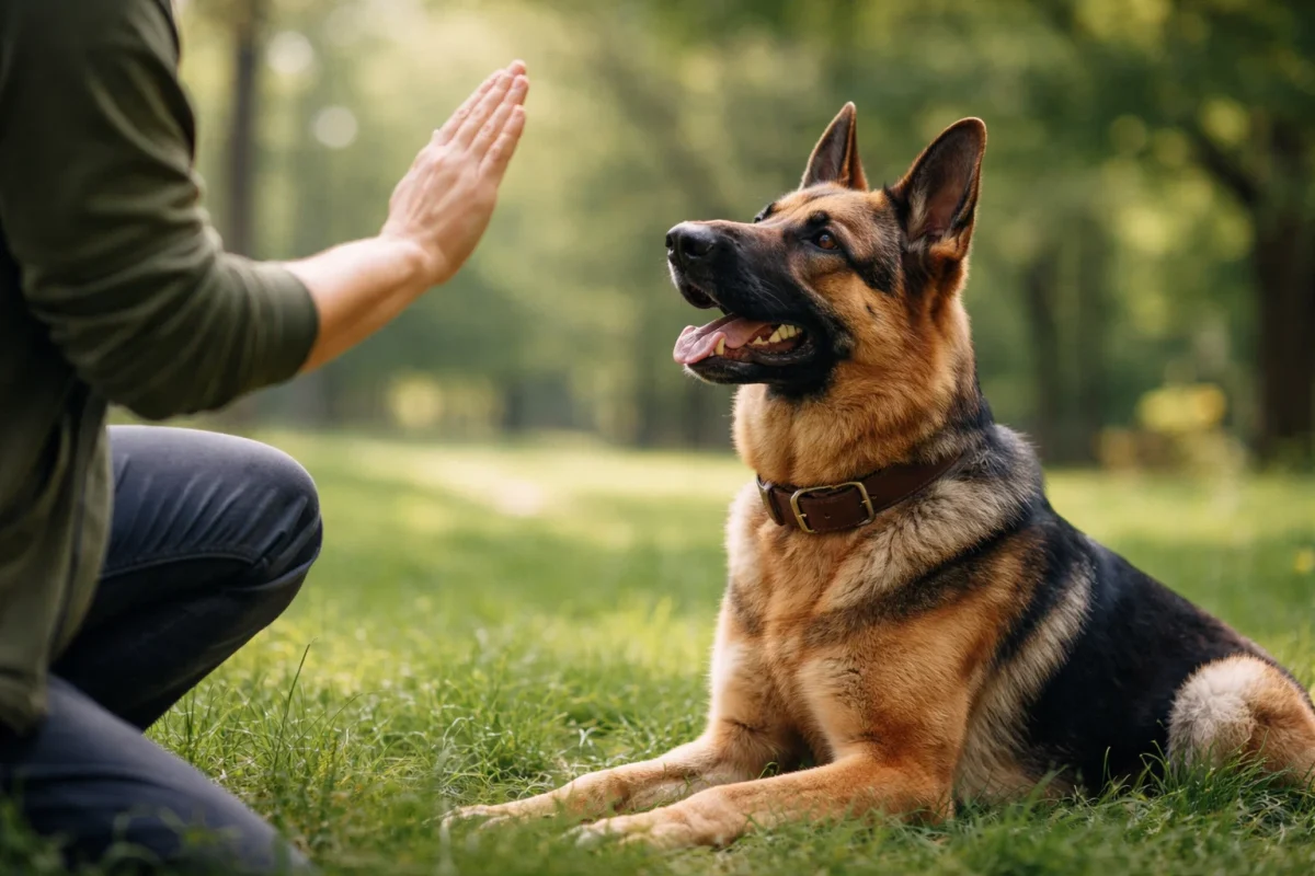 آموزش فرمان ساکت به سگ ژرمن شپرد برای کنترل پارس
