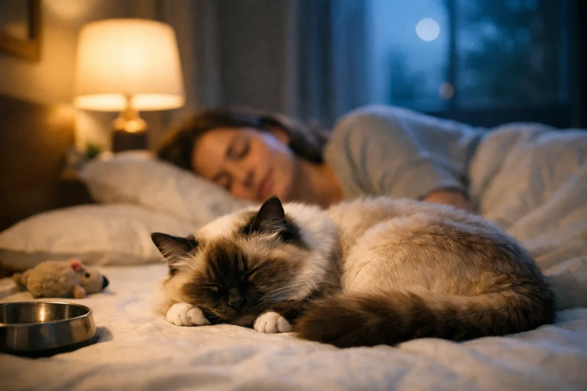 وقتی علت میو میوی شبانه برطرف شود، گربه می‌تواند شب‌ها آرام و بدون بی‌قراری بخوابد.