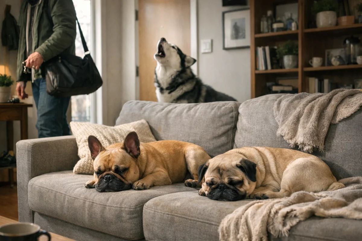 مقایسه سگ‌های آرام و مضطرب هنگام تنها ماندن در آپارتمان