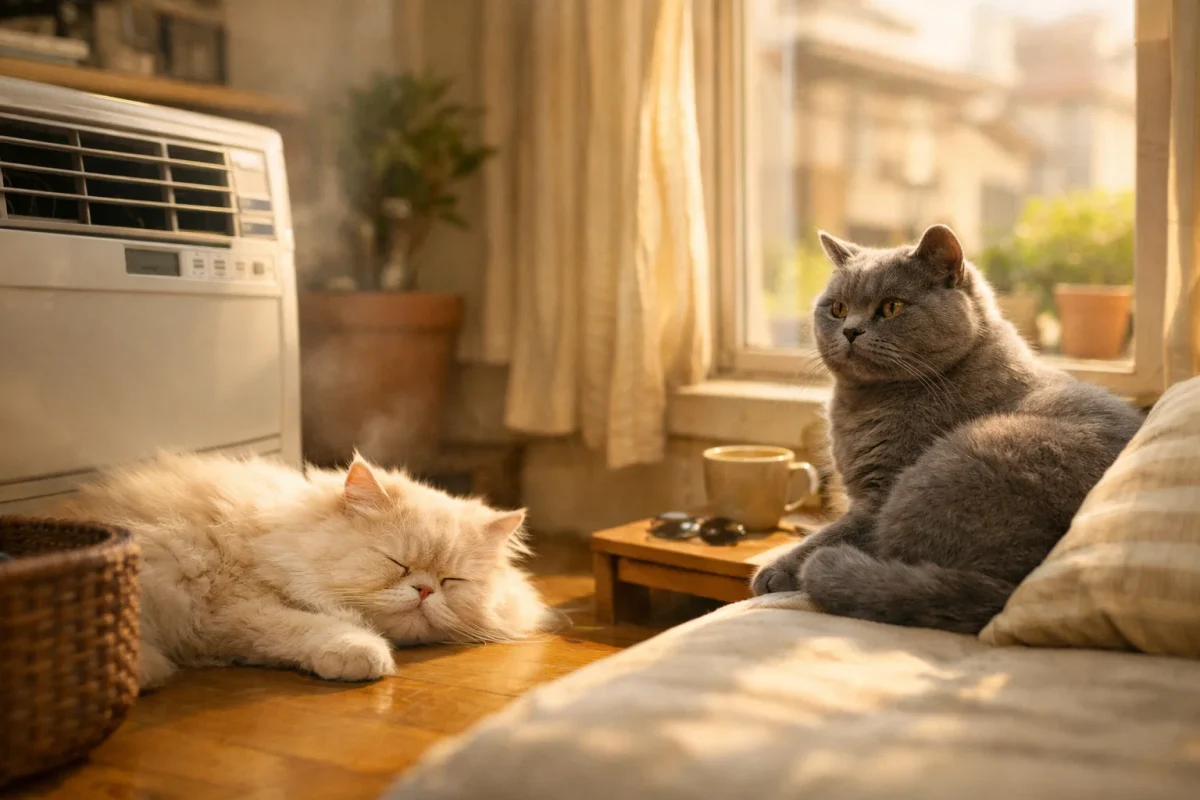 نگهداری گربه پرشین یا بریتیش در هوای گرم